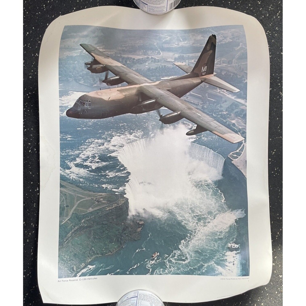 Vtg Air Force Reserve C-130 Hercules Photo‎ Poster 22" x 17" Unframed Print